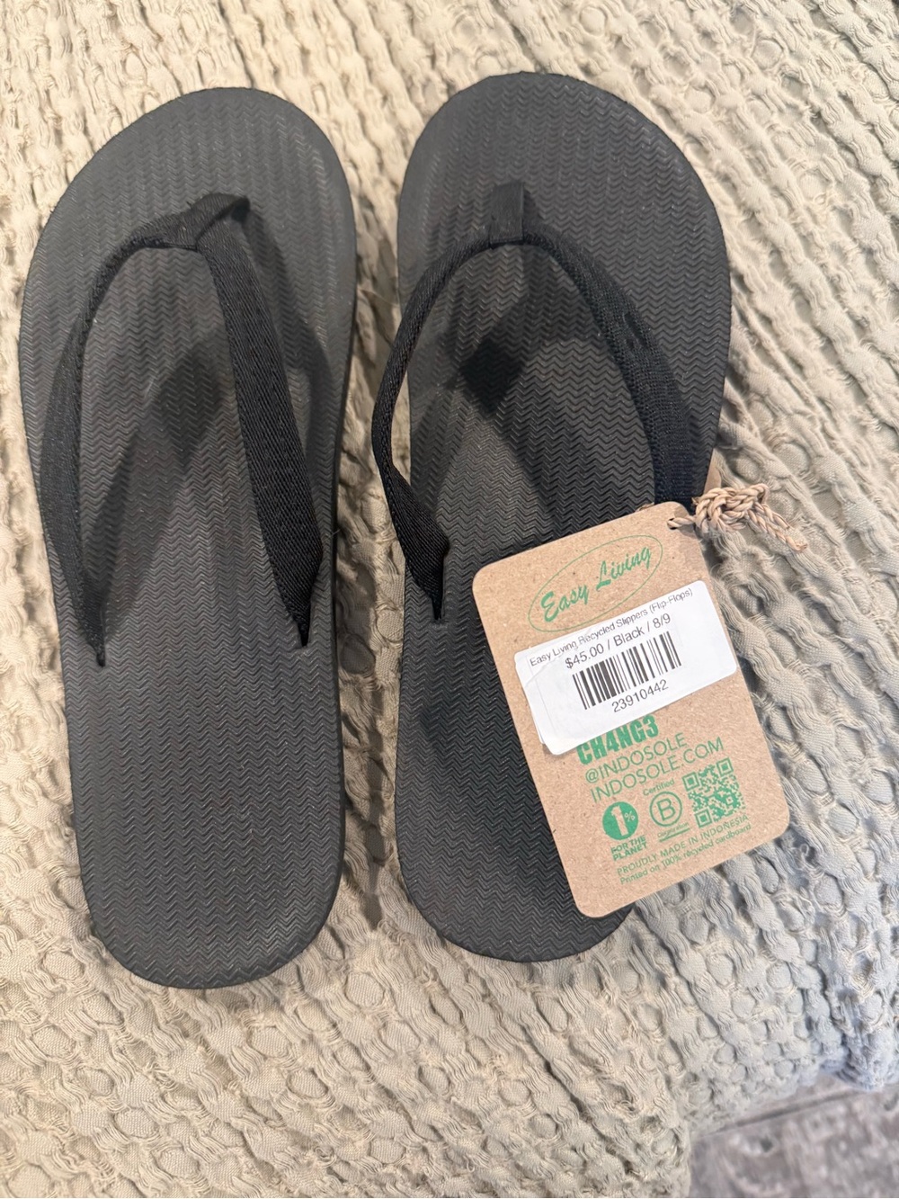 Women’s ‘Easy Living’ Black Flip Flops NWT